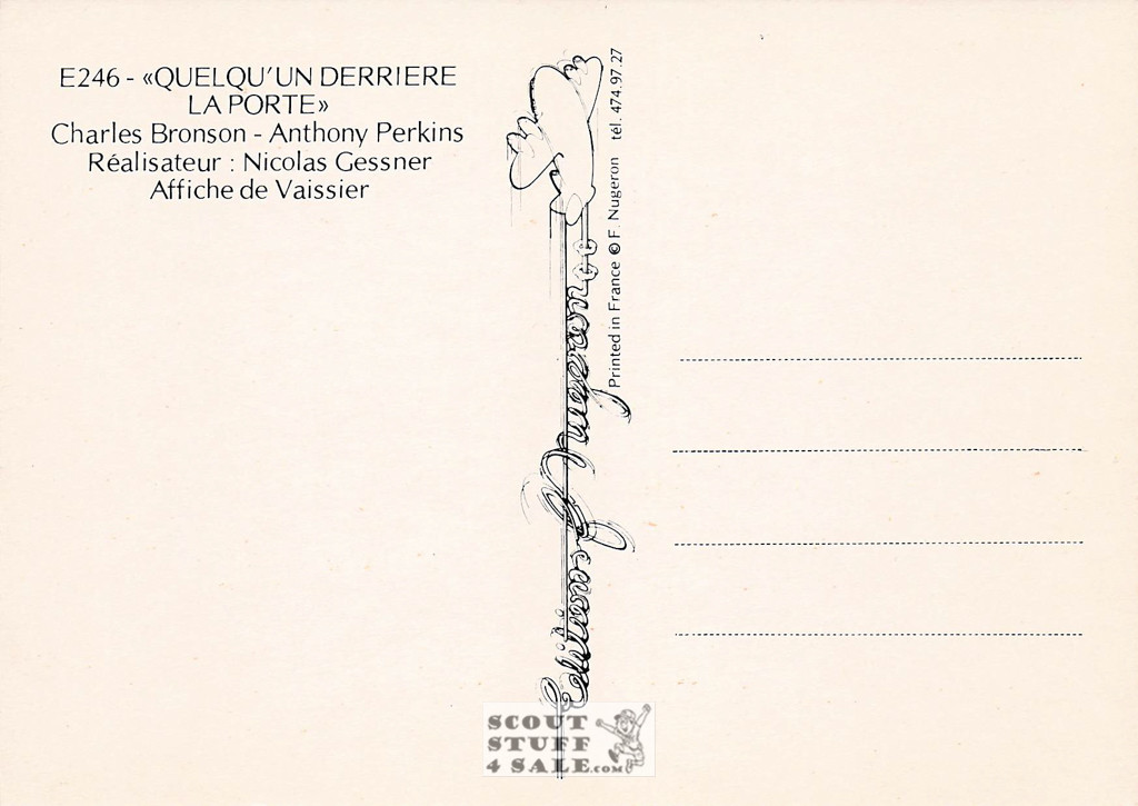 Someone Behind the Door French Movie Poster Postcard, Editions Nugeron #E246