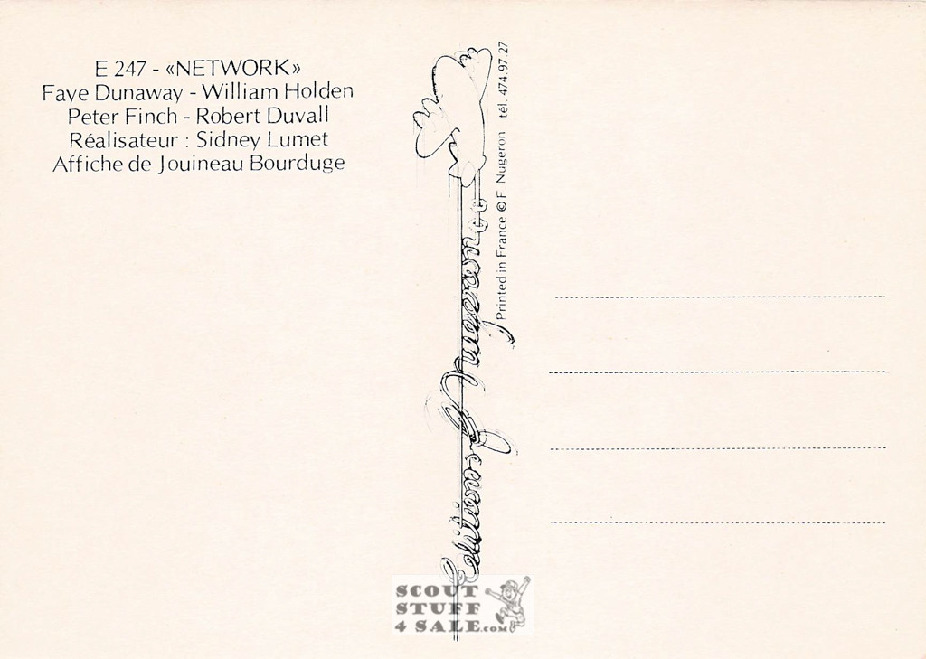 Network French Movie Poster Postcard, Faye Dunaway, Editions Nugeron #E247