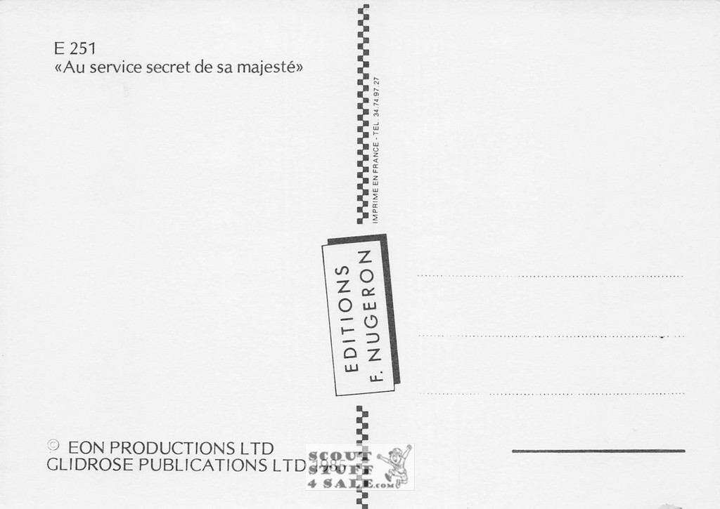 On Her Majesty's Secret Service French Movie Poster Postcard, Ed. Nugeron #E251