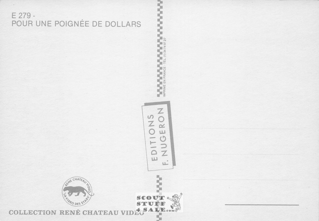 Fist Full of Dollars French Movie Poster Postcard, Editions Nugeron #E279