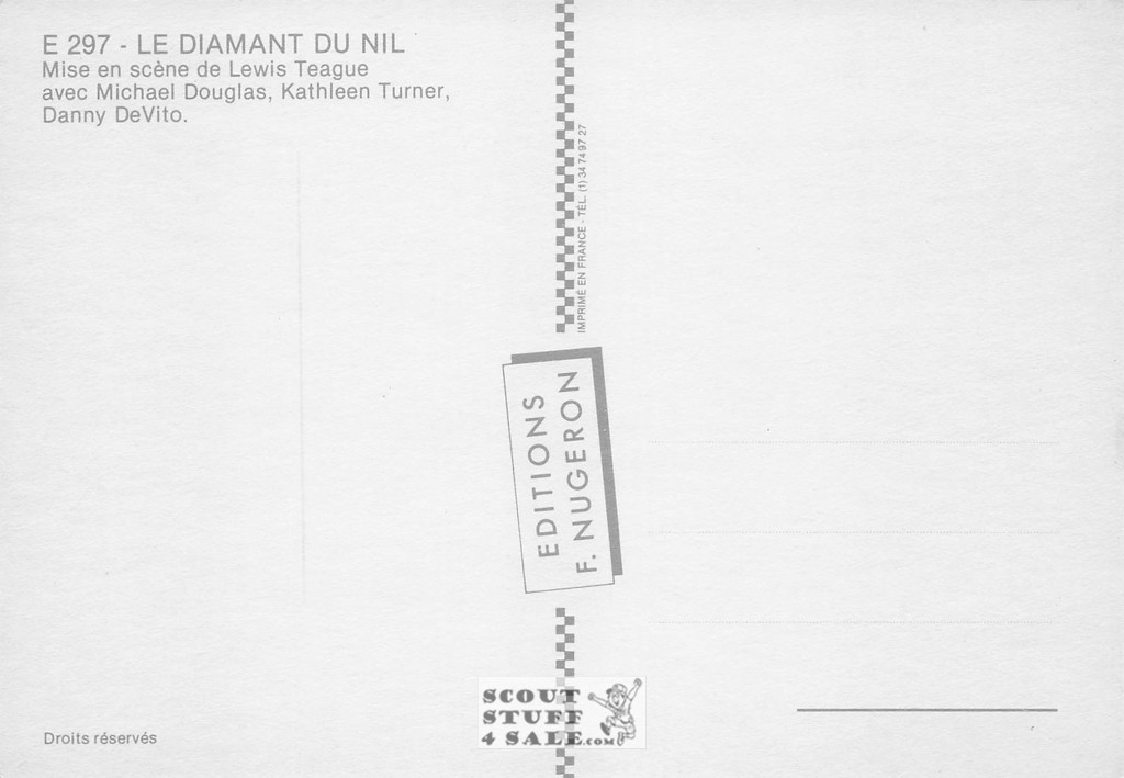 The Jewel of the Nile French Movie Poster Postcard, Editions Nugeron #E297