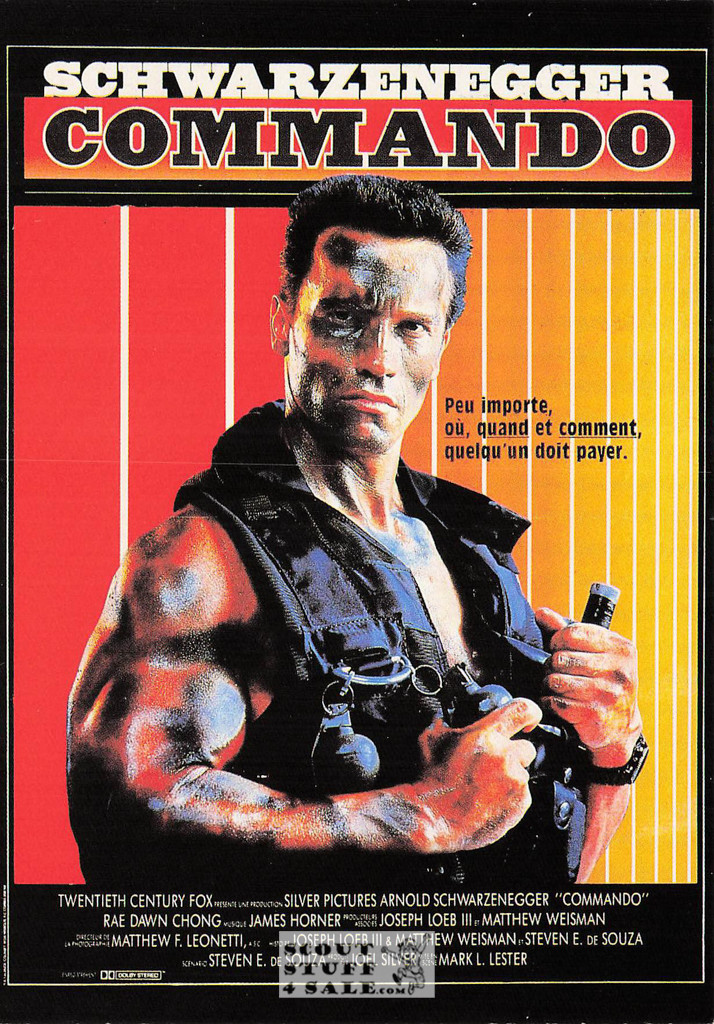 Commando French Movie Poster Postcard, Arnold Schwarzenegger, #E298