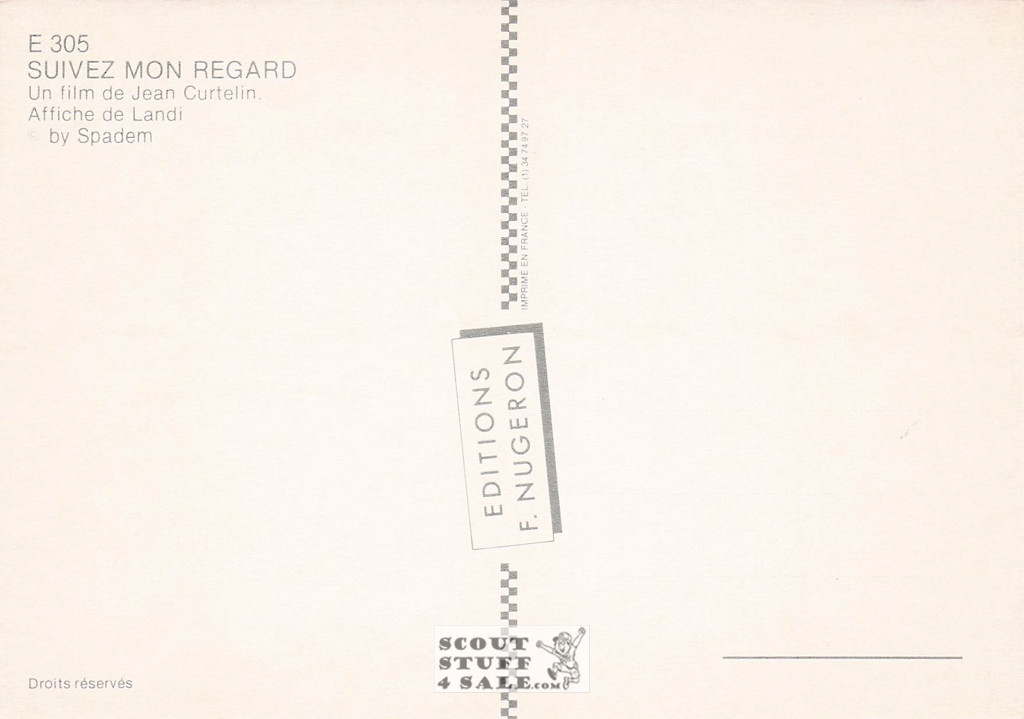 Follow My Gaze French Movie Poster Postcard, Editions Nugeron #E305