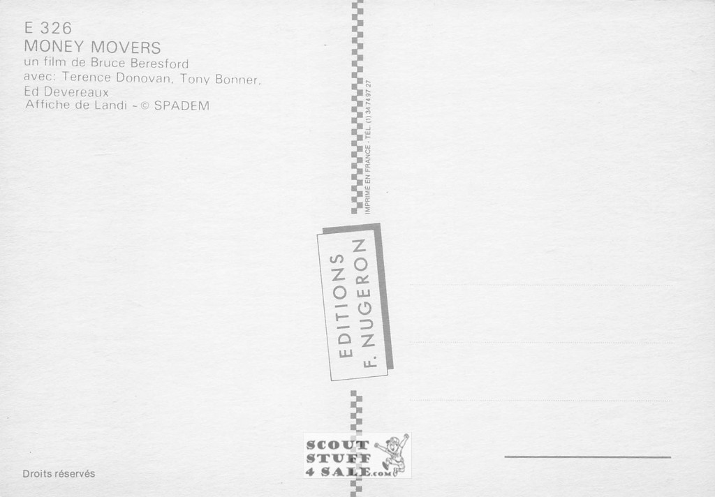 Money Movers French Movie Poster Postcard, Editions Nugeron #E326