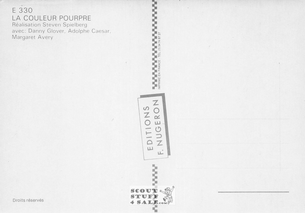 The Color Purple French Movie Poster Postcard, Editions Nugeron #E330