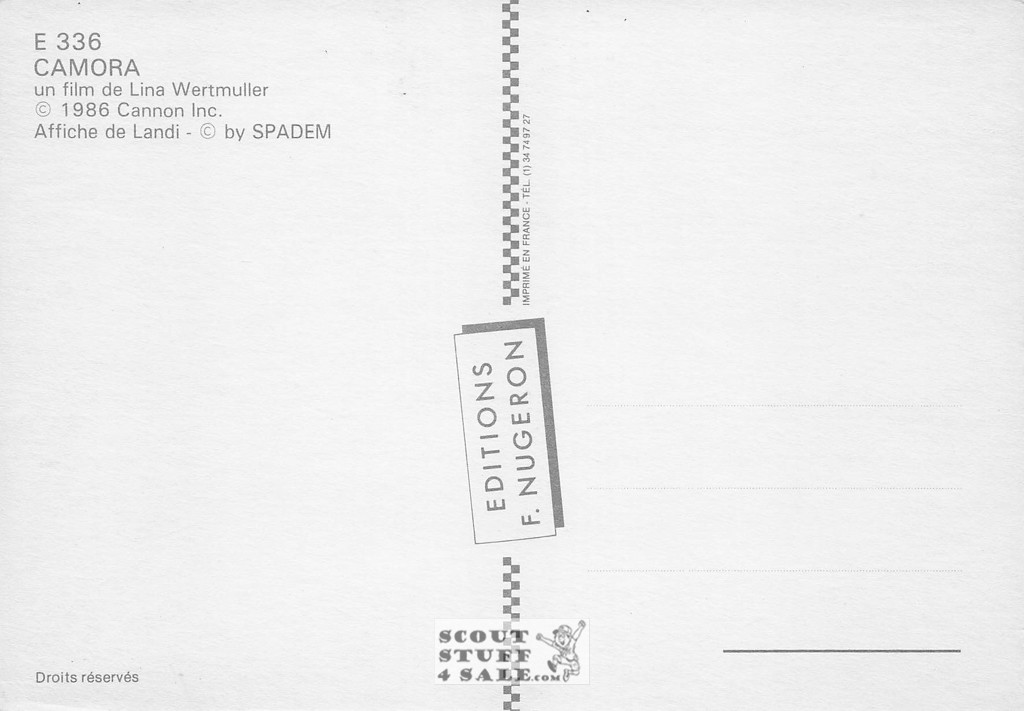 Camorra French Movie Poster Postcard, Editions Nugeron #E336