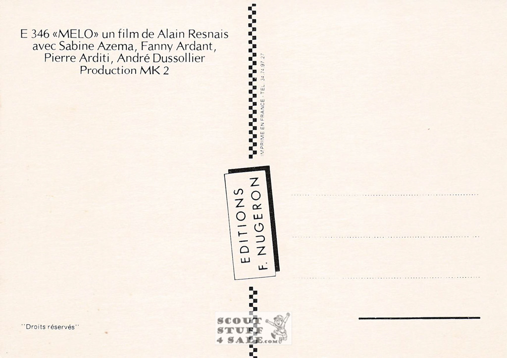 Melo French Movie Poster Postcard, Editions Nugeron #E346