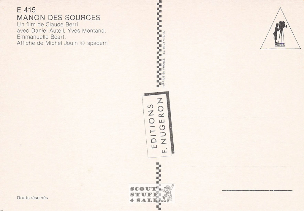 Manon of the Spring French Movie Poster Postcard, Editions Nugeron #E415