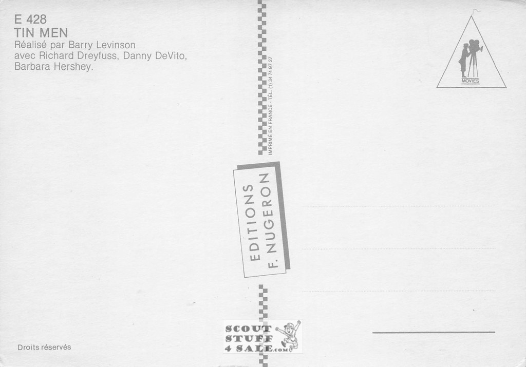 Tin Men French Movie Poster Postcard, Dreyfuss - DeVito, Ed. Nugeron #E428