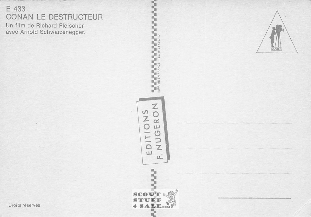 Conan the Destroyer French Movie Poster Postcard, Schwarzenegger, #E433