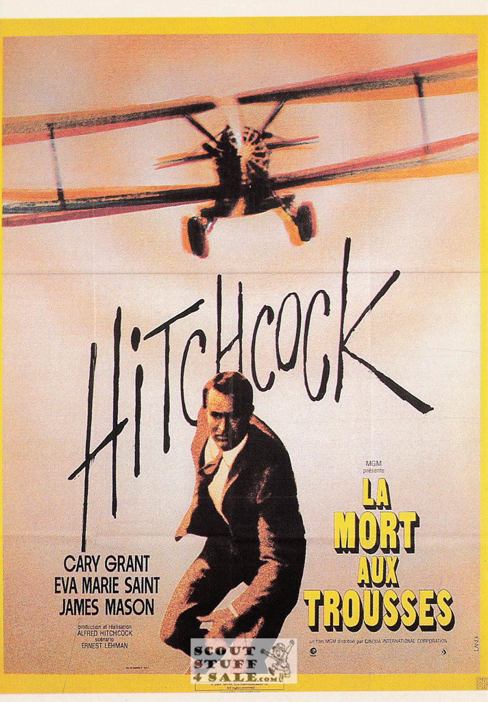 North by Northwest French Movie Poster Postcard, Hitchcock, Nugeron #E436