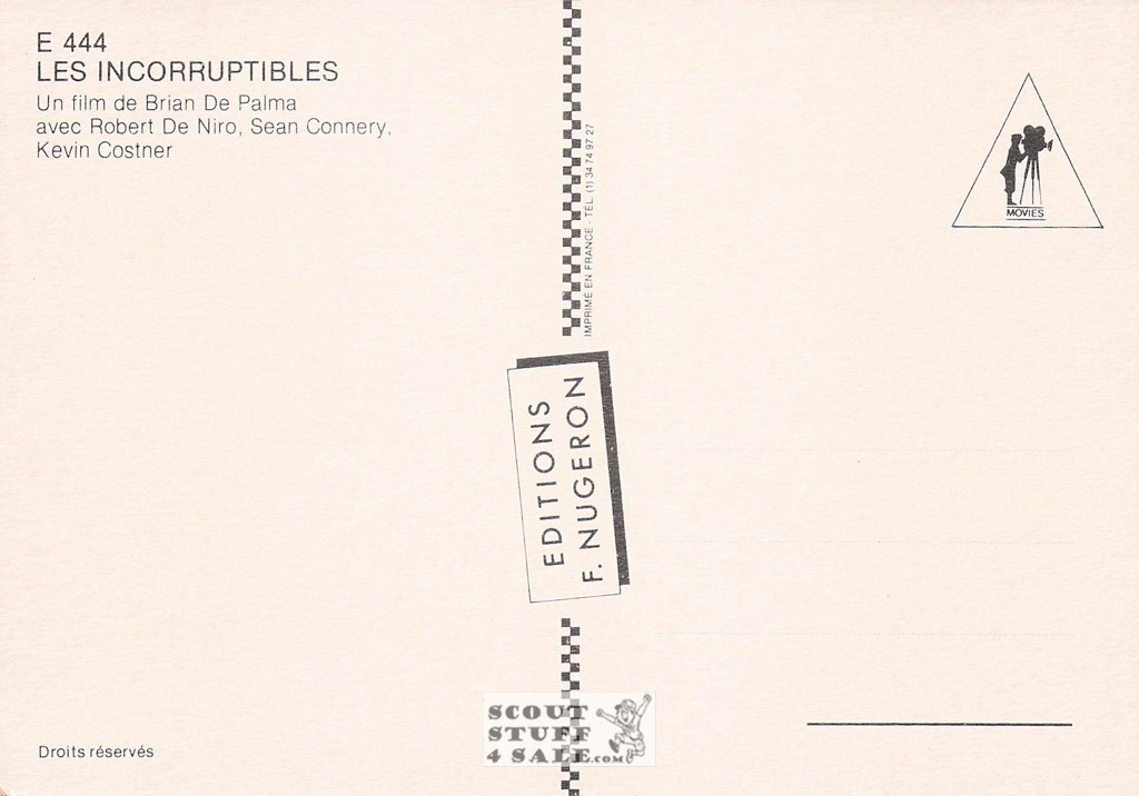 The Untouchables French Movie Poster Postcard, Editions Nugeron #E444