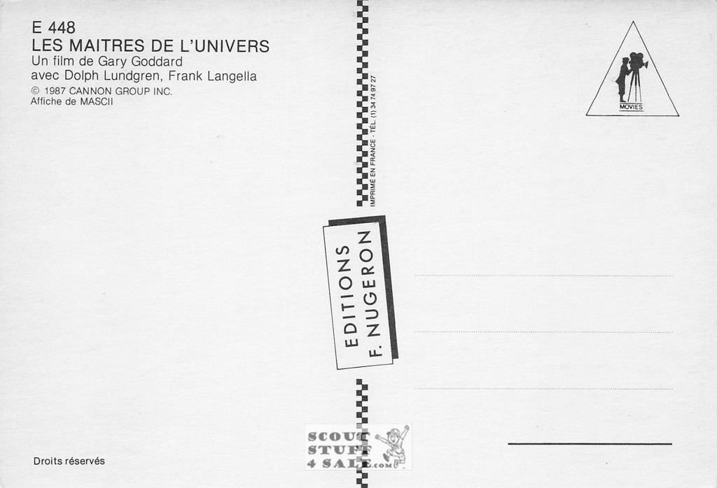 Masters of the Universe French Movie Poster Postcard, Editions Nugeron #E448