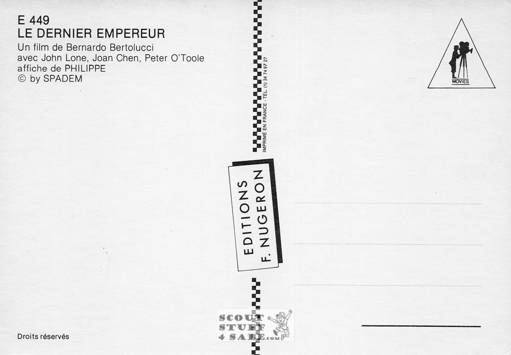 The Last Emperor French Movie Poster Postcard, Editions Nugeron #E449