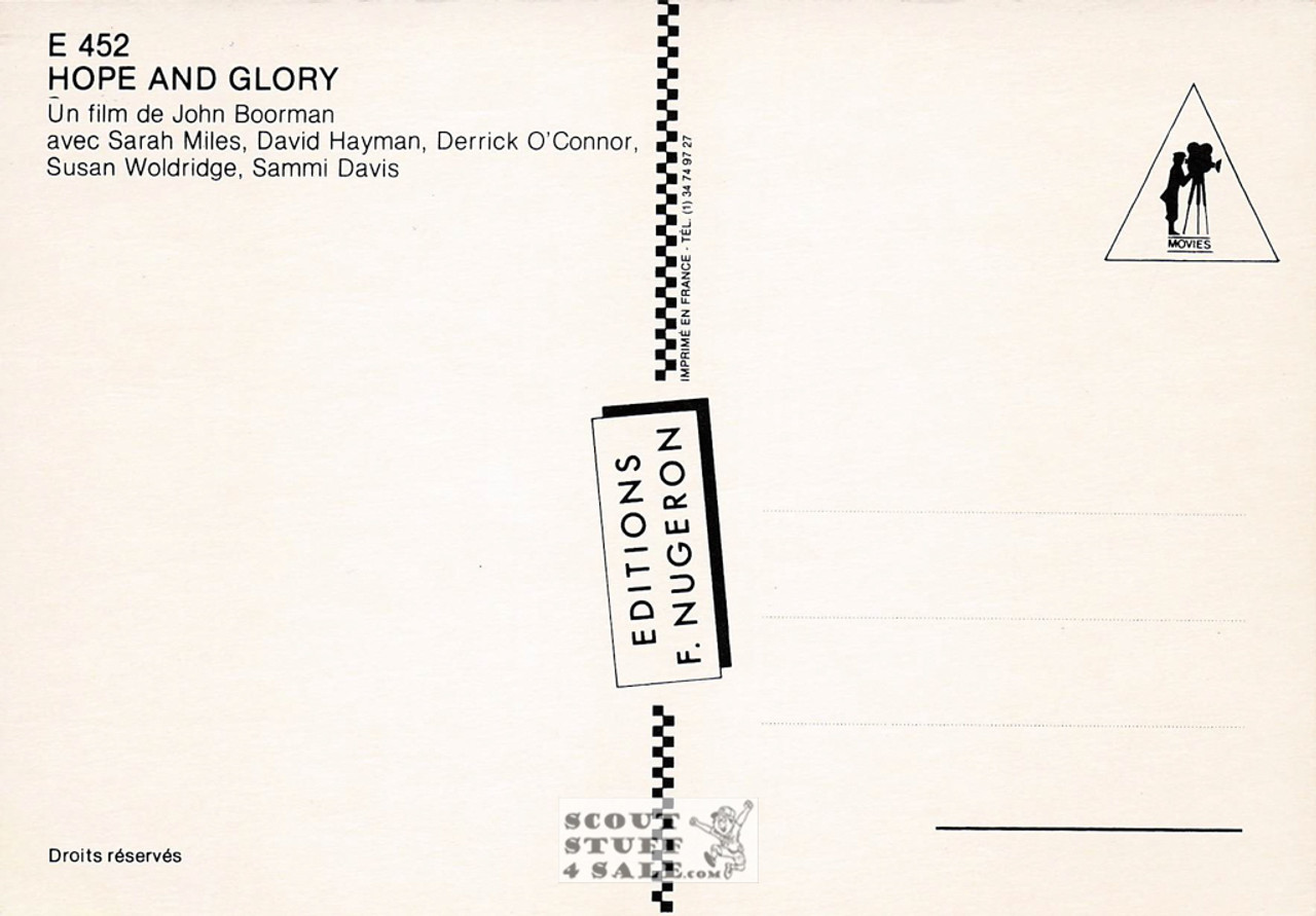 Hope and Glory French Movie Poster Postcard, Editions Nugeron #E452