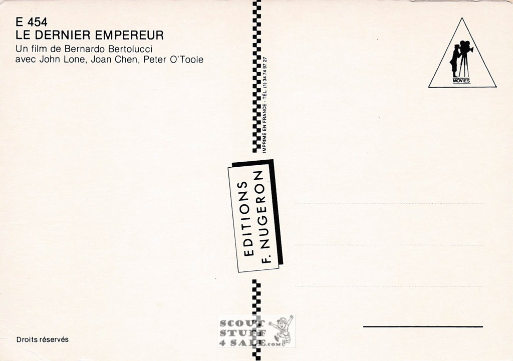 The Last Emperor French Movie Poster Postcard, Editions Nugeron #E454
