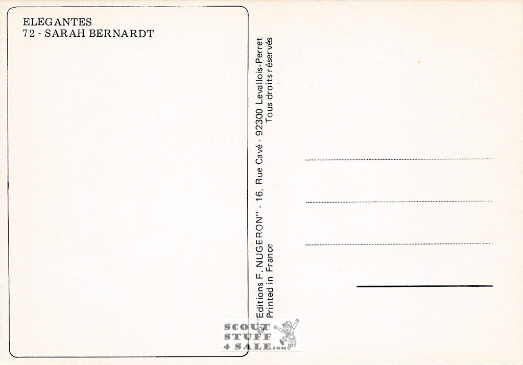 Photograph Postcard of Sarah Bernhardt Editions Nugeron #ELEGANTS72