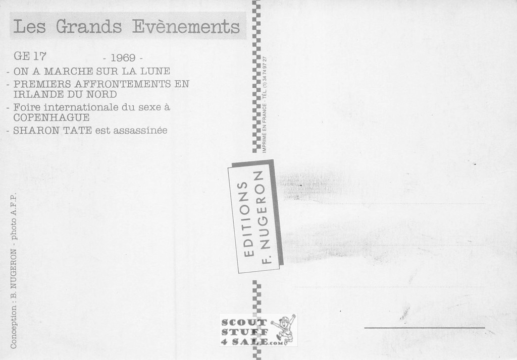 1969 Man on the Moon, Major Events French Postcard Series, Ed. Nugeron #GE17