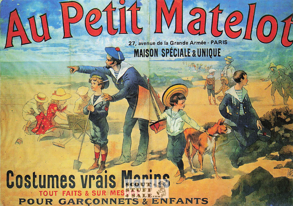 French Postcard of 1884 Advertisement for Au Petit Matelot Clothing, Nugeron #J4