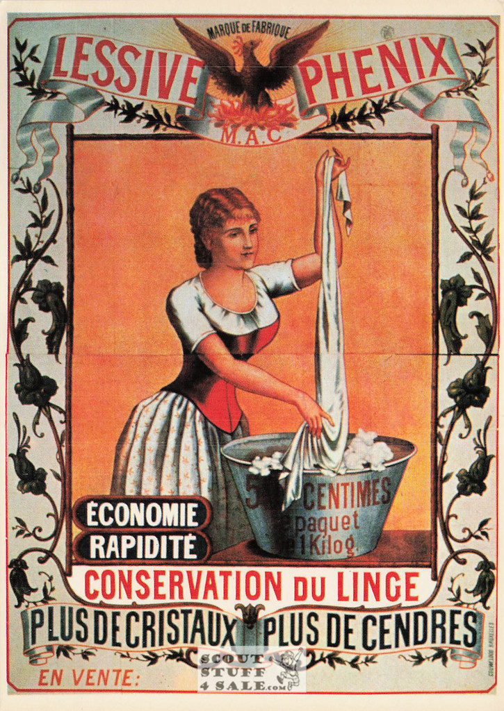 French Postcard of 1900's ad for Lessive Phenix Laundry Detergent, Nugeron #J17