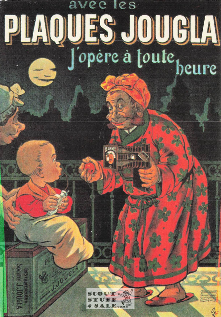 French Postcard of 1900's ad for Plaques Jougla Camera Equipment, Nugeron #J21