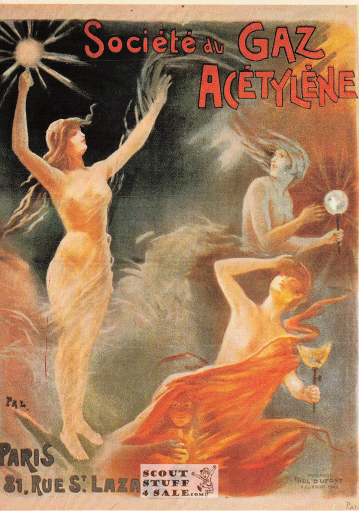 French Postcard of 1900's ad for The Acetylene Gas Company, Ed. Nugeron #J23