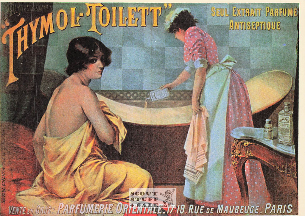 French Postcard of 1900's ad for Thymol Toilett Bath Soap, Editions Nugeron #J25