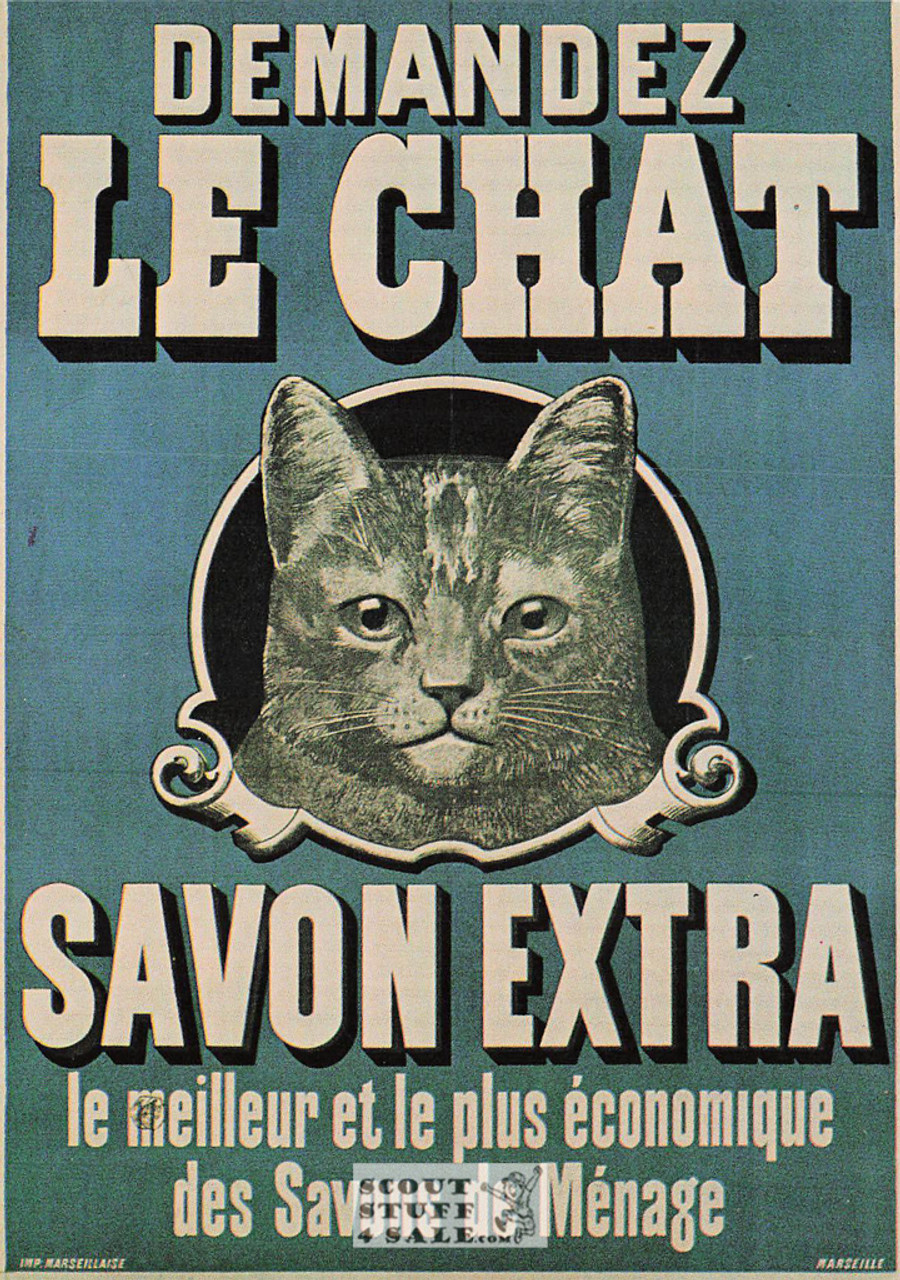 French Postcard of 1900's ad for Le Chat Savon Extra Soap, Editions Nugeron #J42
