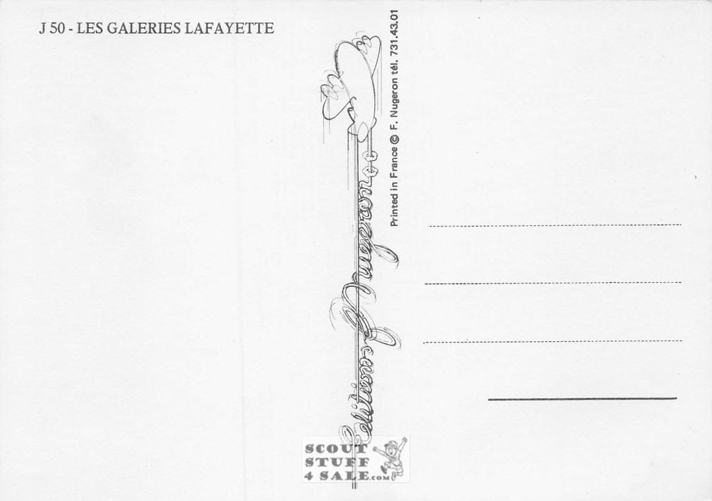French Postcard of 1900's ad for Lafayette Gallery, Editions Nugeron #J50