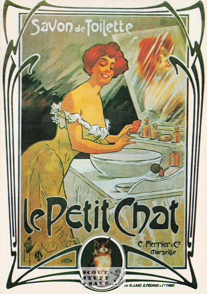 French Postcard of 1900's ad for Le Petit Chat Soap, Editions Nugeron #J51