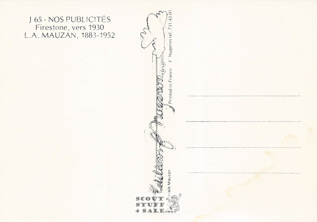 French Postcard of 1930 ad for Firestone Shoes by Mauzan, Editions Nugeron #J65