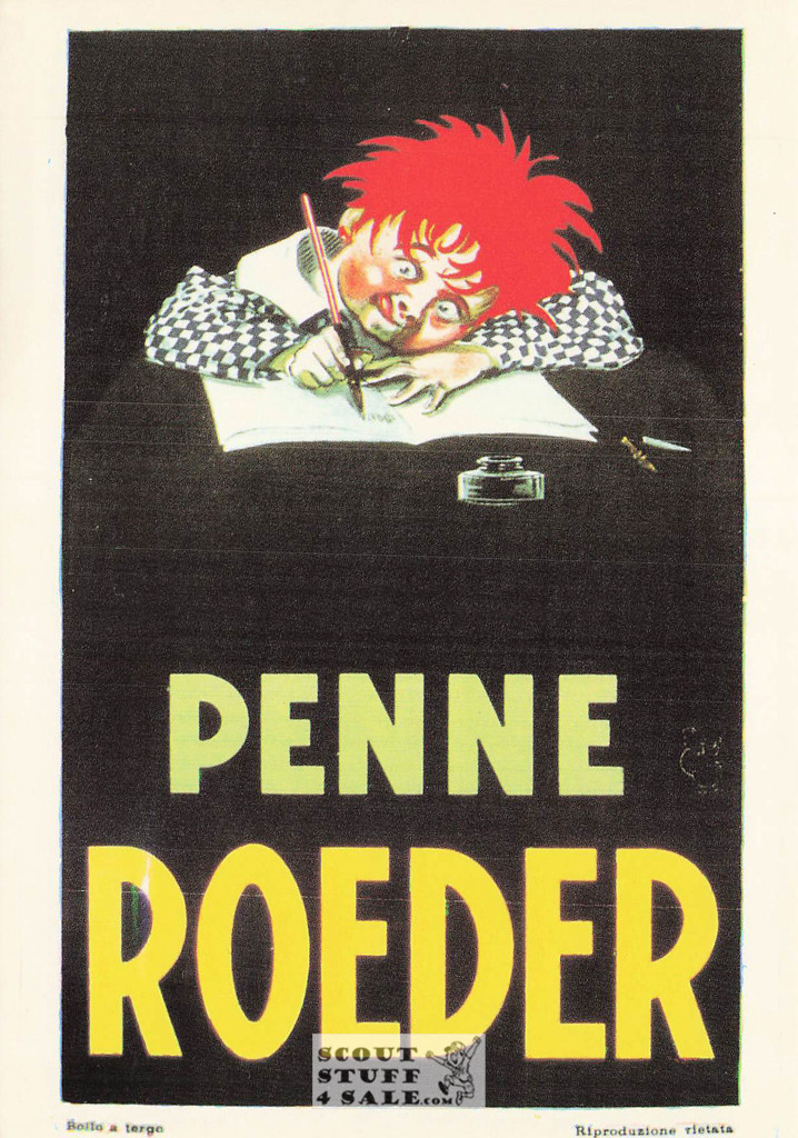 French Postcard of 1923 ad for Roeder Pens by Mauzan, Editions Nugeron #J67