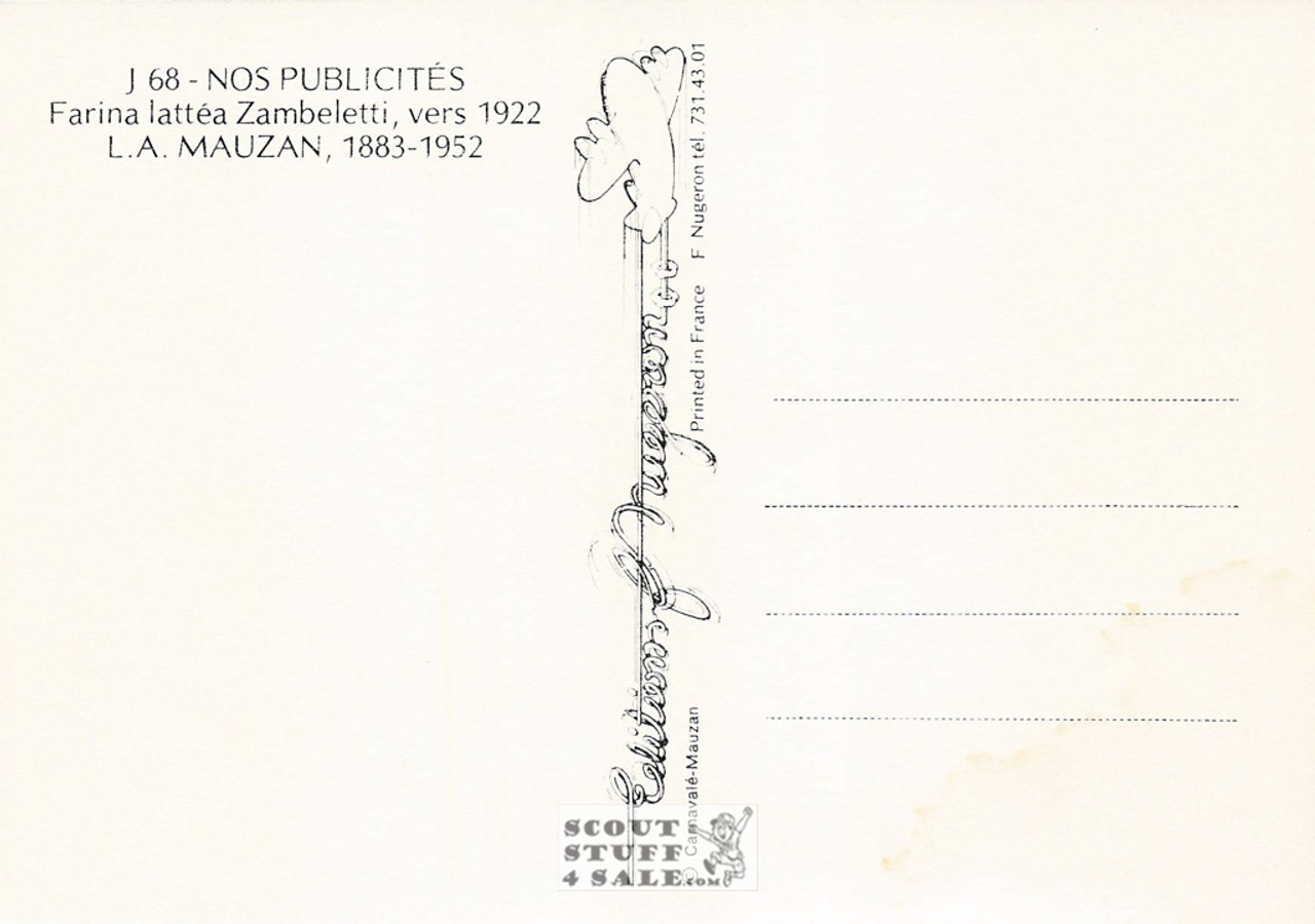 French Postcard of 1922 ad for Zambeletti Farina by Mauzan, Editions Nugeron #J68