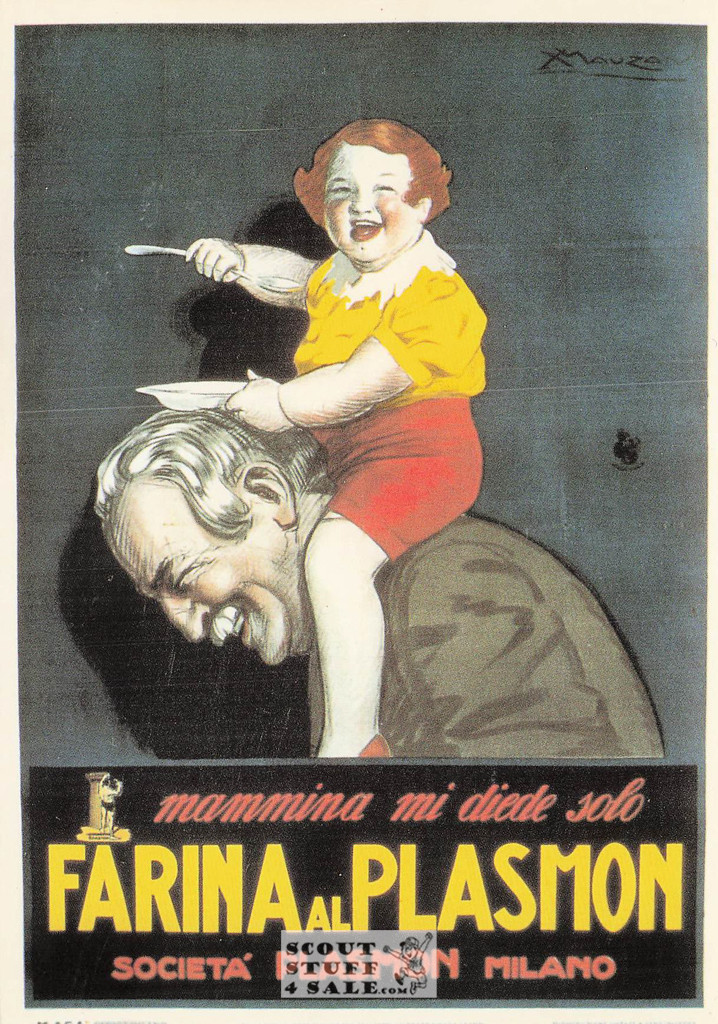 French Postcard of 1923 ad for Plasmon Farina by Mauzan, Editions Nugeron #J74