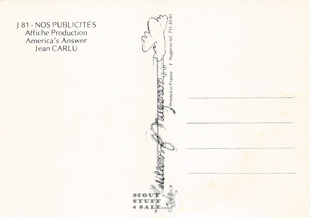 French Postcard of 1900's ad for America's Answer Production by Carlu, #J81