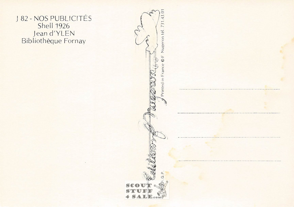 French Postcard of 1926 ad for Shell Gasoline by d'Ylen, Editions Nugeron #J82