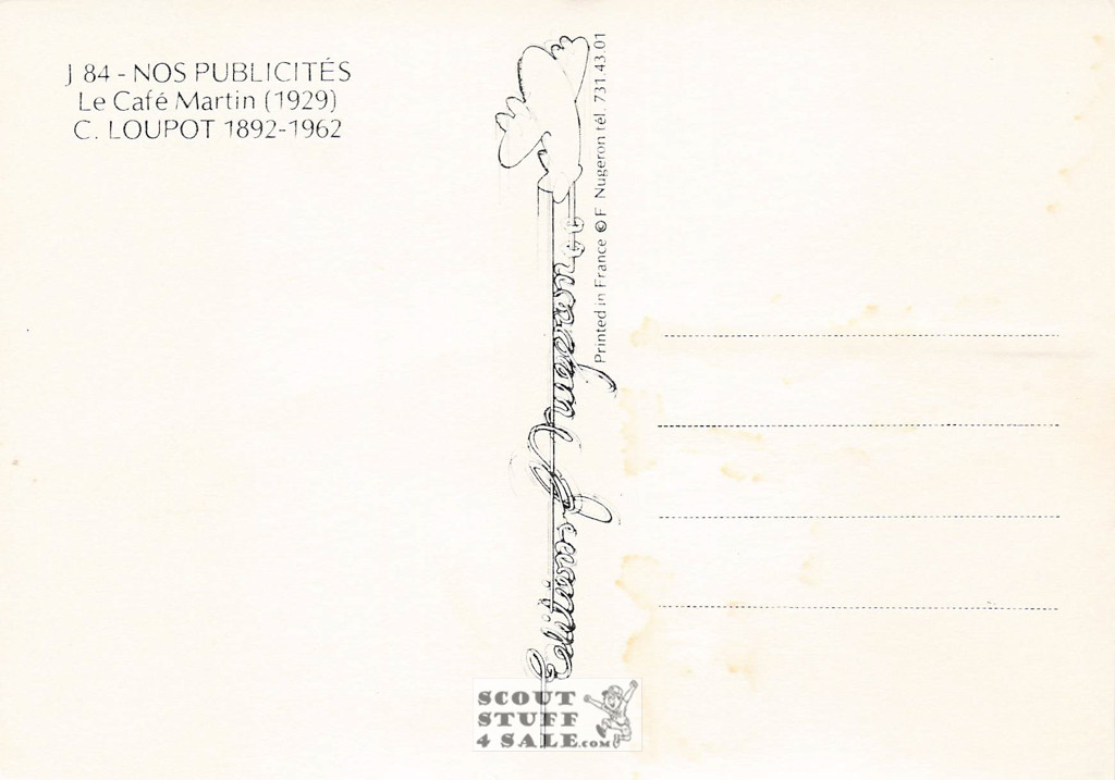 French Postcard of 1900's ad for Café Martin by Loupot, Editions Nugeron #J84