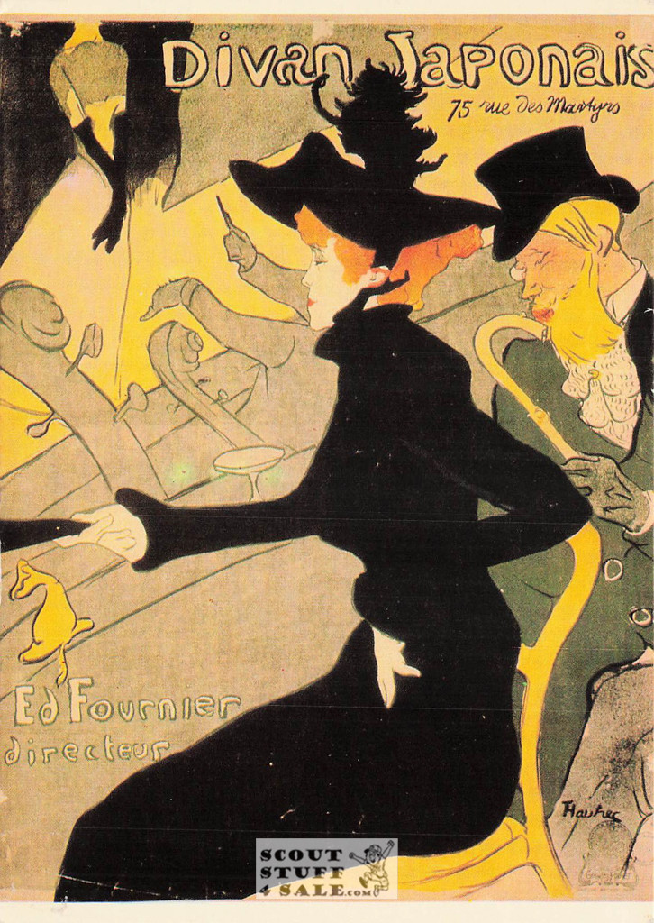 French Postcard of 1892 ad for Divan Japonais by Toulouse Lautrec, Nugeron #N9