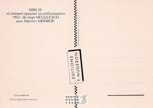 Marilyn Monroe Vintage Black/White French Postcard, Editions Nugeron #NBR29