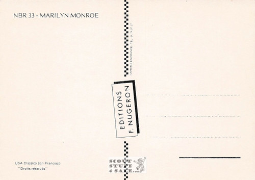 Marilyn Monroe Vintage Black/White French Postcard, Editions Nugeron #NBR33