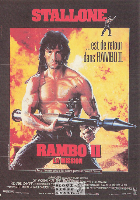 Rambo II French Movie Poster Postcard, Sylvester Stallone, Editions Nugeron #NE261