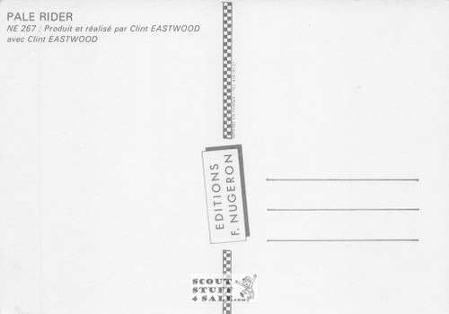 Pale Rider French Movie Poster Postcard, Clint Eastwood, Editions Nugeron #NE267