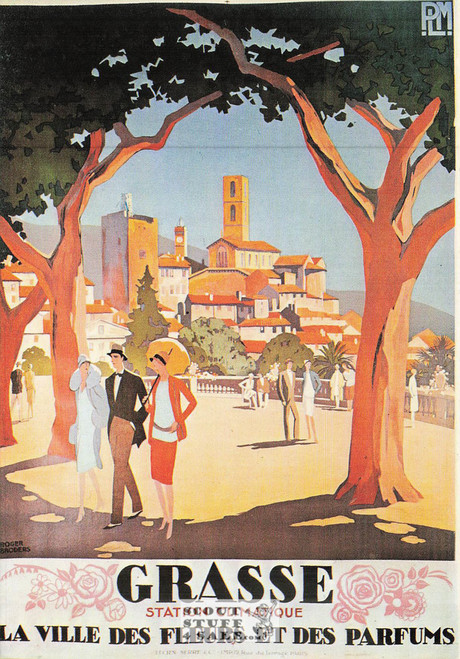 1900's French Travel Promotion Poster on Postcard, Grasse, Editions Nugeron #R32