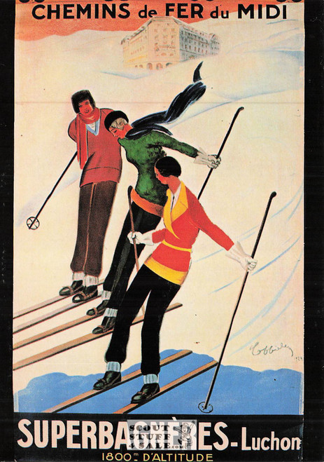 1900's French Travel Promotion Poster on Postcard, Luchon, Editions Nugeron #R40