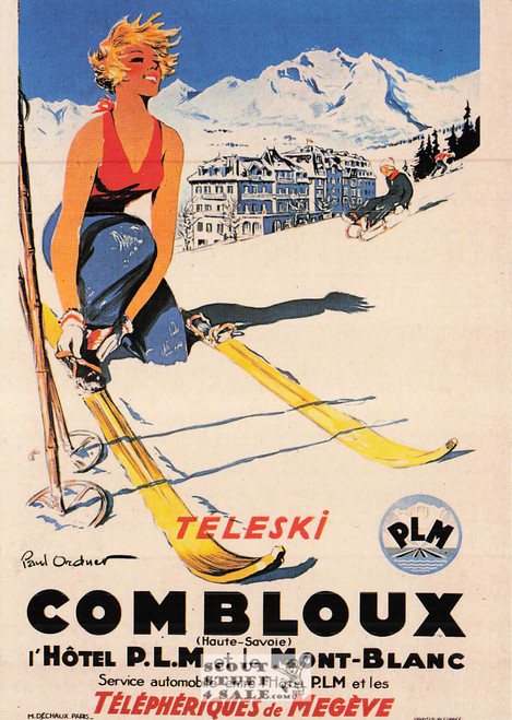 1900's French Travel Promotion Poster on Postcard, Combloux, Ed. Nugeron #R97