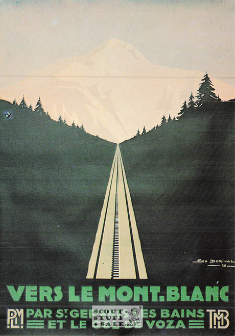 1900's French Travel Promotion Poster on Postcard, Mont-Blanc, Nugeron #R101