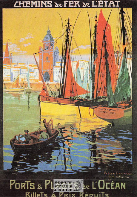 1900's French Travel Promotion Poster on Postcard, Chemins de Fer de Letat, #R106