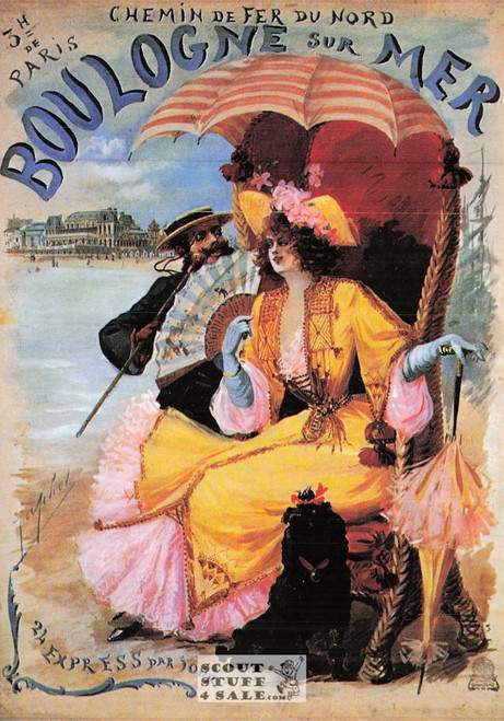 1900's French Travel Promotion Poster on Postcard, Boulogne Sur Mer, Nugeron #R107