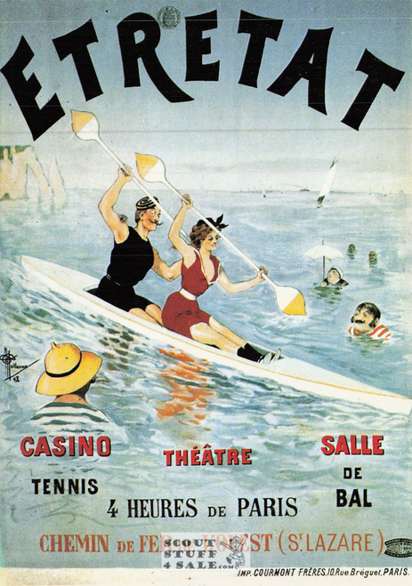 1900's French Travel Promotion Poster on Postcard, Etretat, Editions Nugeron #R110