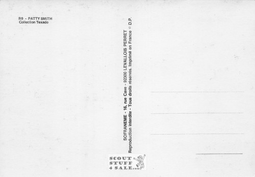 Patty Smith French Postcard, Editions Nugeron #R-9